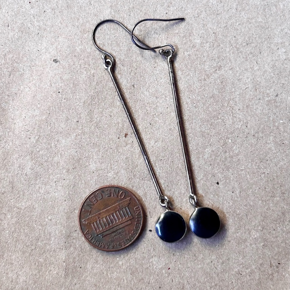 Vintage Argento Vivo .925 Silver & Black Earrings